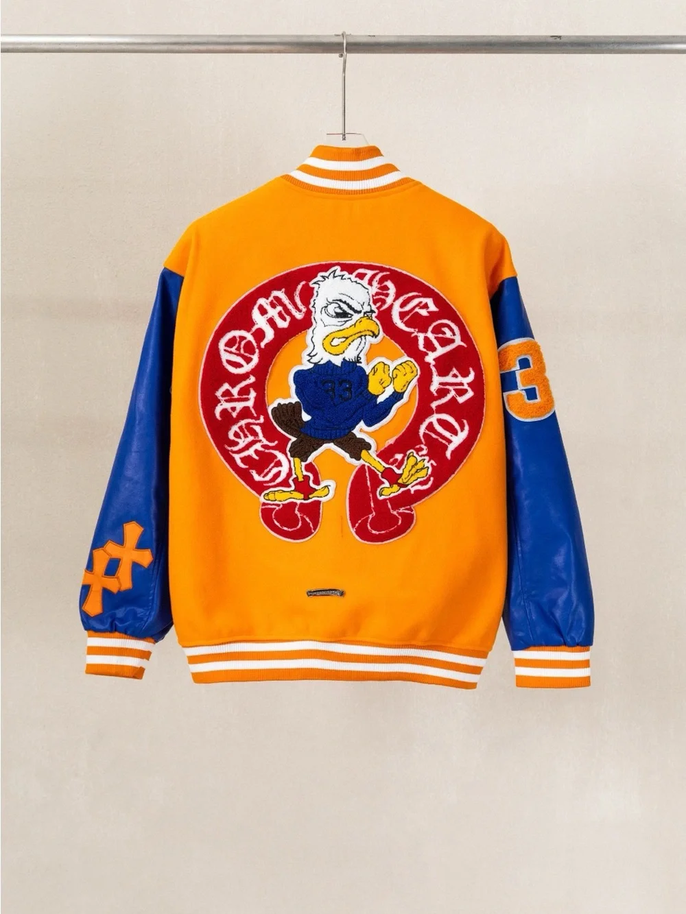 Chrome Hearts Orange and Blue Varsity Jacket